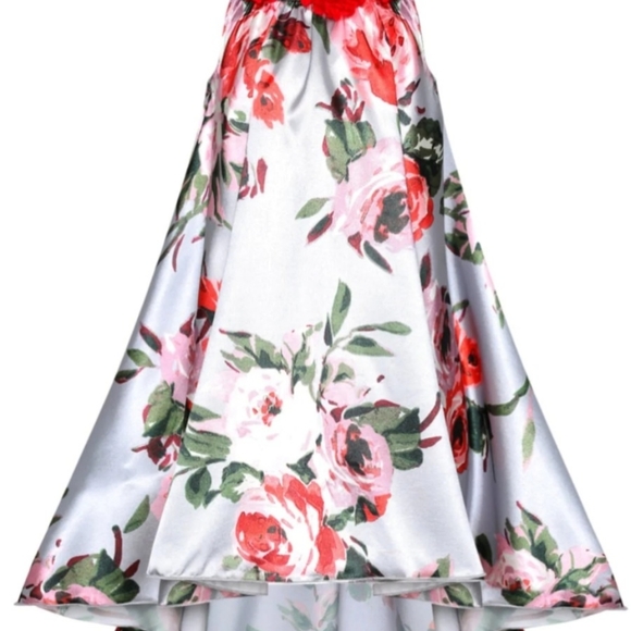 Mia Belle Girls Sleeveless Windswept Garden Hi-Lo Dress Size 7 - Picture 3 of 8